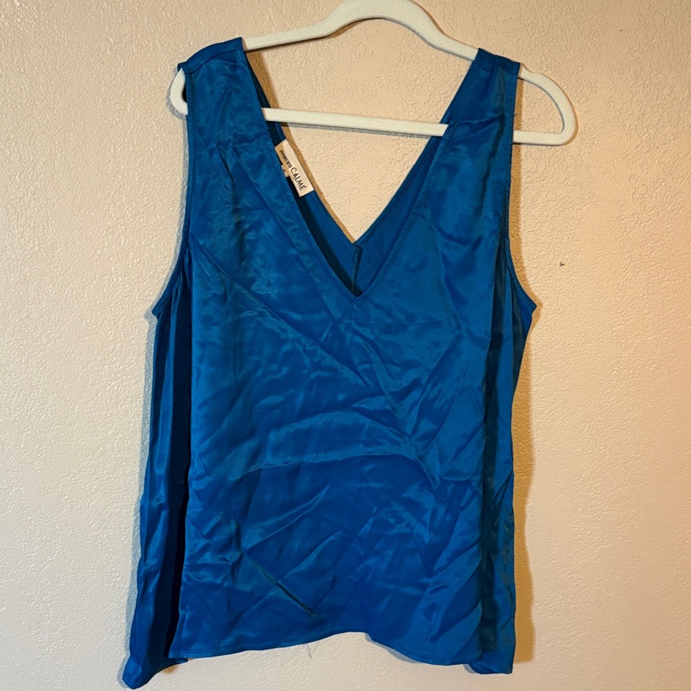 Johnny Was Vibrant Blue V-Neck Tank Top